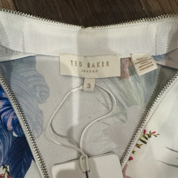 Ted Baker Floral Bomber Jacket - White and Multicolor NWT - Picture 3 of 11